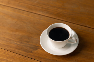 Cup of hot coffee on a table,