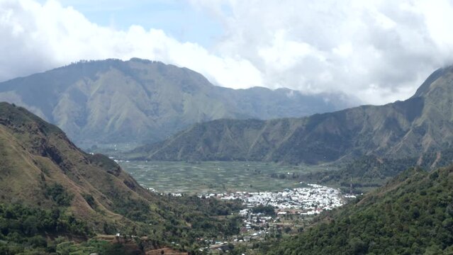 Village in the valley of Mount Rinjani, Lombok, NTB