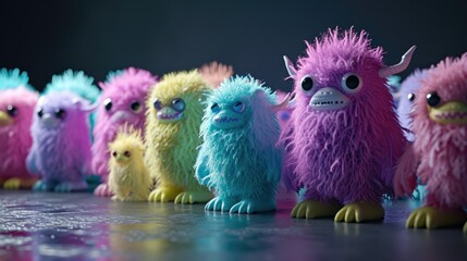 fluffy plush texture monsters