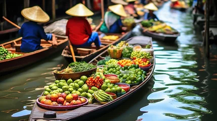Foto op Plexiglas A bustling floating market in Thailand, © duyina1990