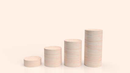 The wood bar chart for Business concept 3d rendering.