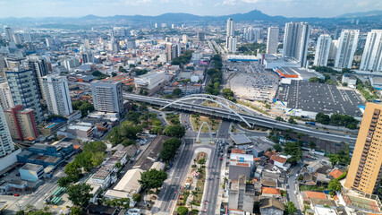 Fototapeta na wymiar Metallic Bridge. Reinaldo de Oliveira Viaduct in the city of Osasco, Sao Paulo, Brazil.