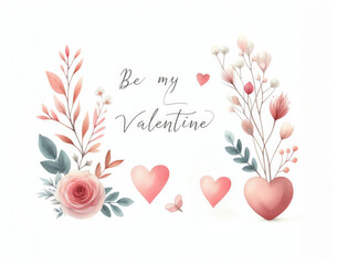 Be my valentine card graphic illustration. Valentines day card.