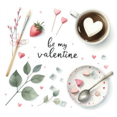 Be my valentine, valentine day card. - obrazy, fototapety, plakaty