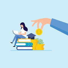 Education savings and investment, fee for expensive education, scholarship loan © Freshcare