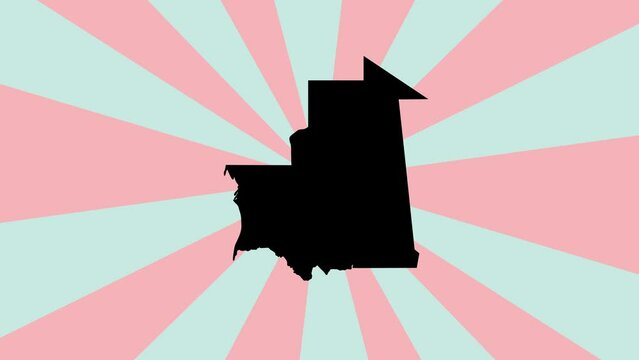 Mauritania country map icon animation with a rotating background
