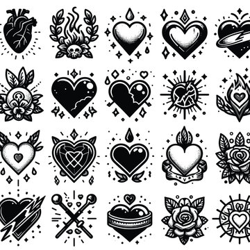 Free vector collection of illustrated heart colorless icons