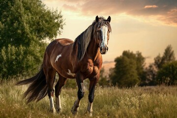 Obraz premium Twilight's Tapestry: The Painted Mustang at Rest