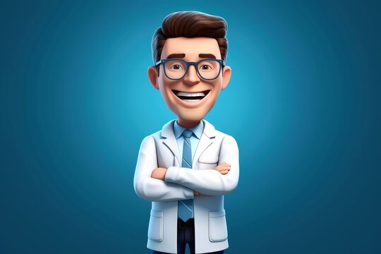 3d minimal scene, mockup doctor character