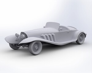 Vintage Car White Render