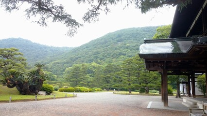 garden at the foot of the mountain