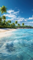 Tranquil Beach Scenery with Coconut Trees
