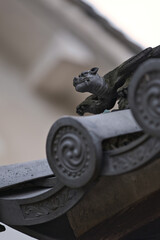 お寺の隅棟鬼飾りの亀