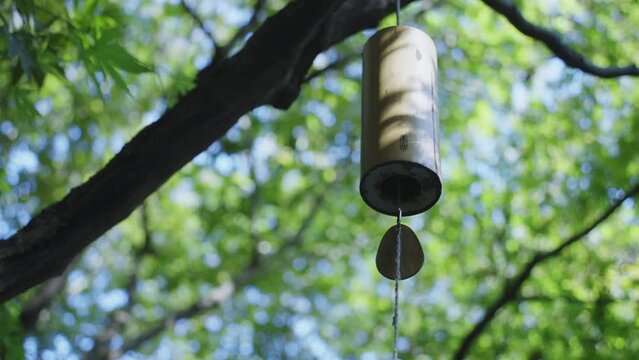 wind chimes hangs on tree