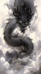 Fototapeta premium Ink style Chinese dragon concept illustration for the traditional Chinese New Year festival Dragon Year 