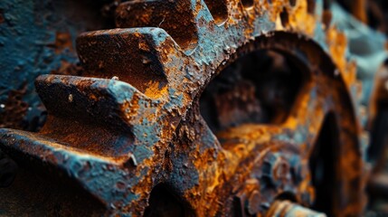 Rusty gear. Close up old corroded  cog