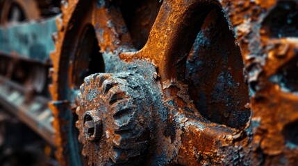 Rusty gear. Close up old corroded  cog
