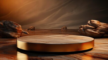 Obraz premium podium product stand or display with gold, luxury background and cinematic light
