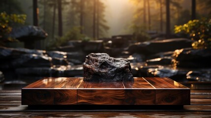 amazing podium product stand or display with blur background and cinematic light