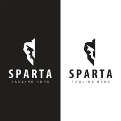 Spartan logo, barbarian warrior badge design simple silhouette spartan war helmet vector