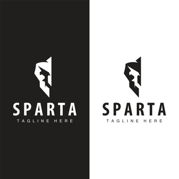 Spartan logo, barbarian warrior badge design simple silhouette spartan war helmet vector