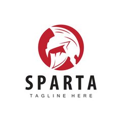 Spartan logo, barbarian warrior badge design simple silhouette spartan war helmet vector