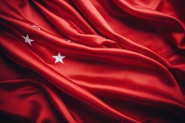 Red flag with five pointed white stars - obrazy, fototapety, plakaty
