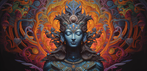 Sates of Mind, Consciousness and Meditation. Mystical Abstract Art, Ayahuasca, AI Generative.