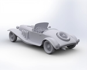 Vintage Car White Render