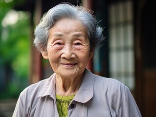 Portrait of a smiling elderly Chinese woman