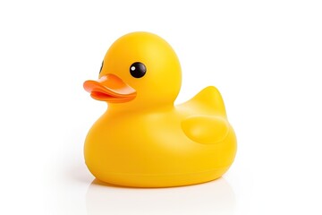 Rubber duck on white background.