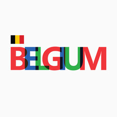 Belgium's RGB colorful typography with its national flag. European country typography.