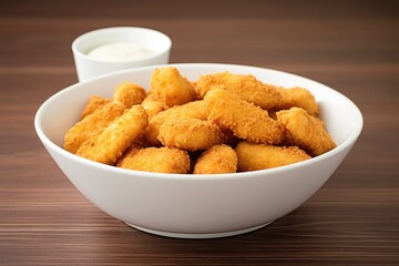Chicken nuggets in a white bowl
