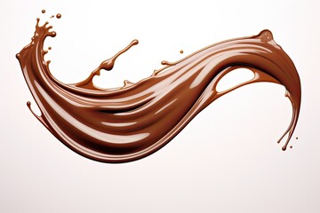 Chocolate splash in abstract form isolated on white backdrop