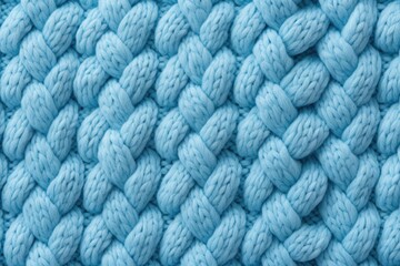 Close up of blue knitted fabric with a textured pattern made of angora or wool - obrazy, fototapety, plakaty