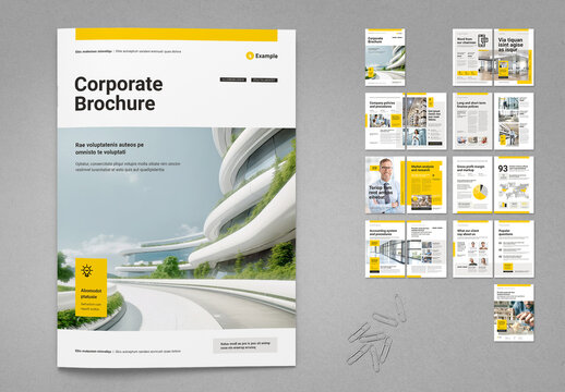 Business Corporate Business Brochure in Light Colors with Yellow Accents