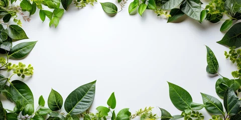Fotobehang Green eco-friendly background with leaves for banner or website design. © index74