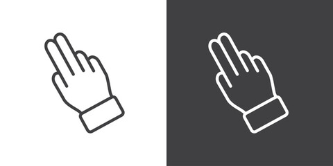 Double tab icon, Hand touch gesture vector illustration on black and white background. Modern outline style icons.Finger touch gesture icon. - obrazy, fototapety, plakaty