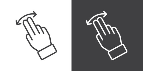 Moving touch gesture icon, Hand touch gesture vector illustration on black and white background. Modern outline style icons.Finger touch gesture icon.