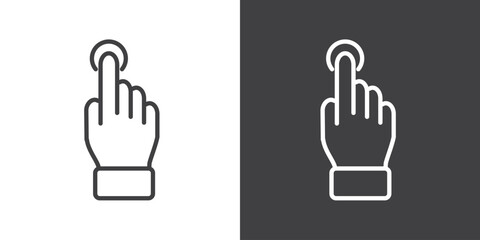 Touch screen gesture icon. Click icon, Simple hand touch gesture vector illustration on black and white background. Modern outline style icons.