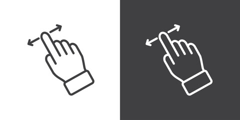 Move gesture icon, Hand touch gesture vector illustration on black and white background. Modern outline style icons.Finger touch gesture icon. - obrazy, fototapety, plakaty