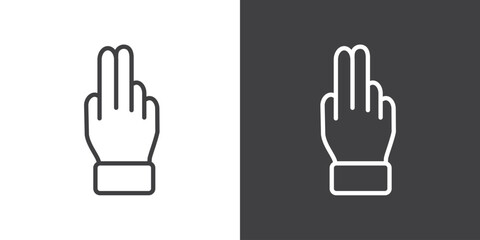 Two finger gesture vector illustration on black and white background. Modern outline style icons.