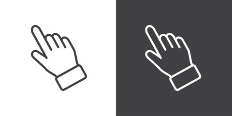 Simple click and touch gesture vector illustration on black and white background. Modern outline style icons.Finger touch gesture icon.