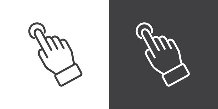 Touch gesture icon, click gesture icon vector illustration on black and white background. Modern outline style icons