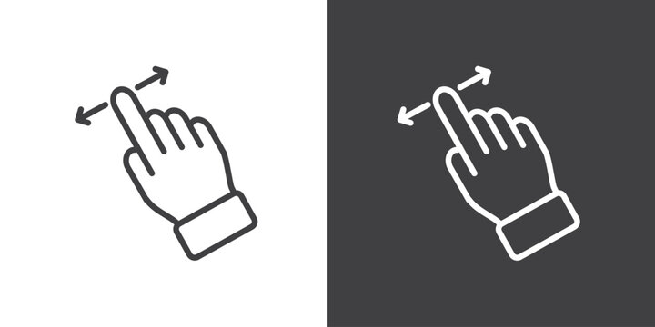Move gesture icon, Hand touch gesture vector illustration on black and white background. Modern outline style icons.Finger touch gesture icon.