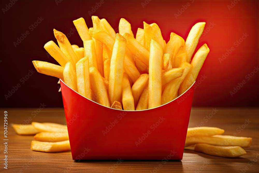 Sticker Quick service cuisine gold heap of fries ketchup paper box