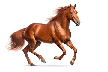 Red horse isolated on white galloping