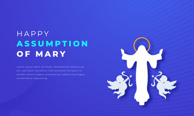 Assumption of Mary Paper cut style Vector Design Illustration for Background, Poster, Banner, Advertising, Greeting Card
