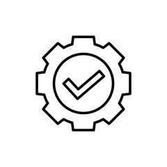 Verified settings outline icons, minimalist vector illustration ,simple transparent graphic element .Isolated on white background