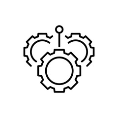 Gear settings outline icons, minimalist vector illustration ,simple transparent graphic element .Isolated on white background